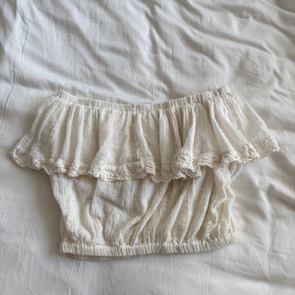 Jen’s Pirate Booty Cha Cha Tube Top Strapless Ruffle Cream One Size - Picture 2 of 7